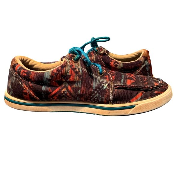 Twisted X Hooey Lopers Men's Size 7 Aztec Print Casual Shoes Teal Laces Festival - Picture 5 of 9